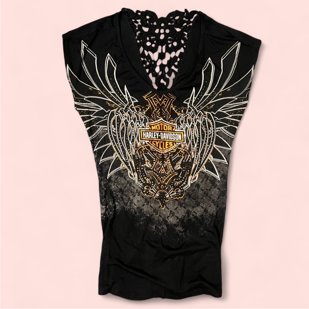 Harley-Davidson Black Cap Sleeve Graphic Muscle Tee